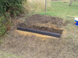 The first bearer is installed and levelled using sand