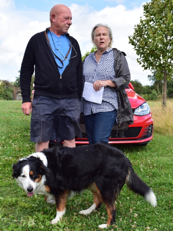 Ken and Sue Brown with Lilly the dog, doing the Meadows Explorer Trail (20th August 2016)