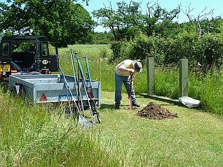 Ben installing a bench in the Meadows in 2012
